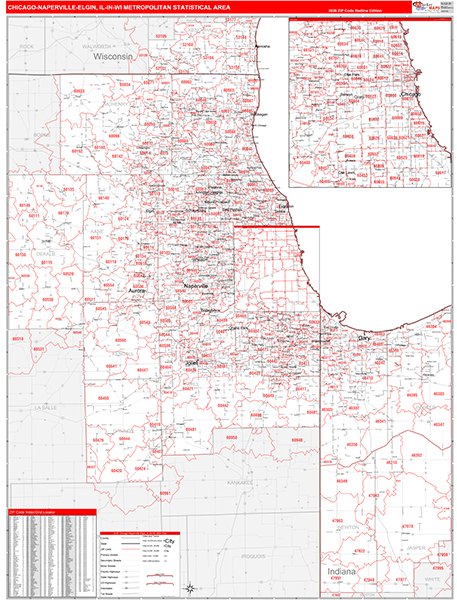 Chicago-Naperville-Elgin Metro Area Wall Map